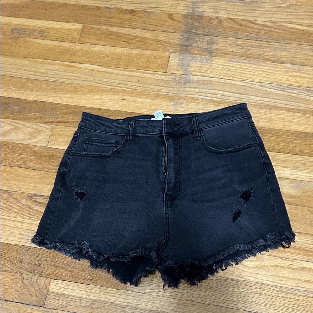 Forever 21 Black Frayed Jean Shorts